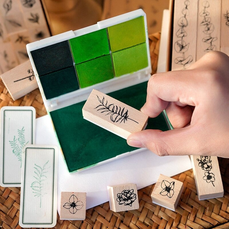 PoooliJournaling® Herbal Ink Stamps and 5 Inkpads - PoooliPrint
