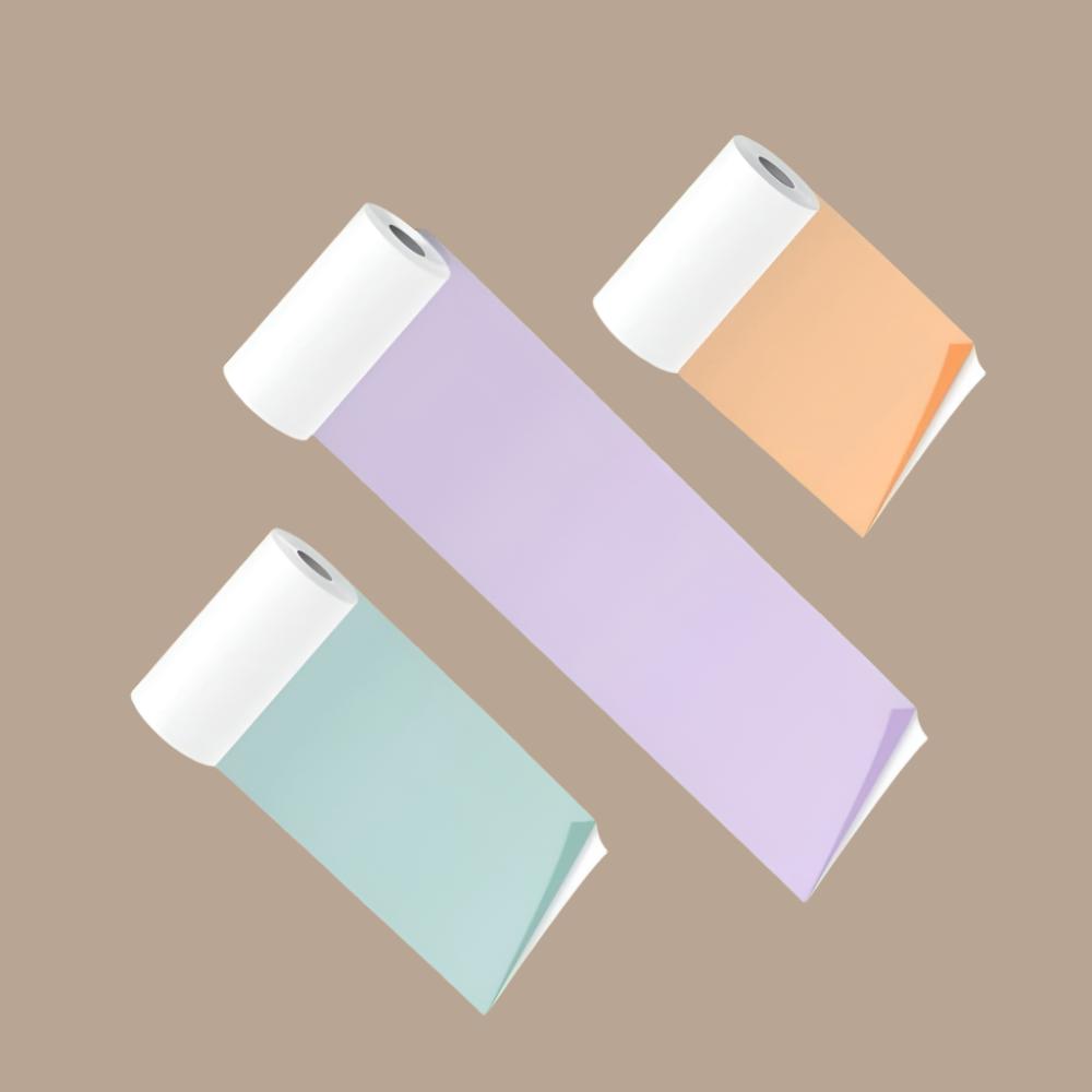 PoooliPaper® Colored Paper 3 Rolls (Sticky or Regular) - Version 2 - PoooliPrint