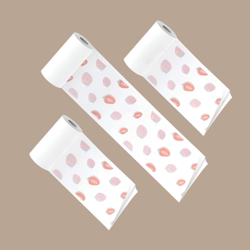 PoooliCreators® Strawberries Sticky Paper 3 Rolls - PoooliPrint