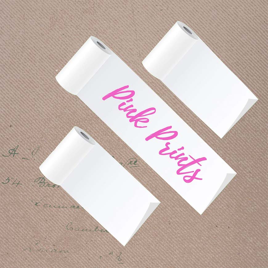 PoooliPaper® Pink Prints on White Paper 3 Rolls