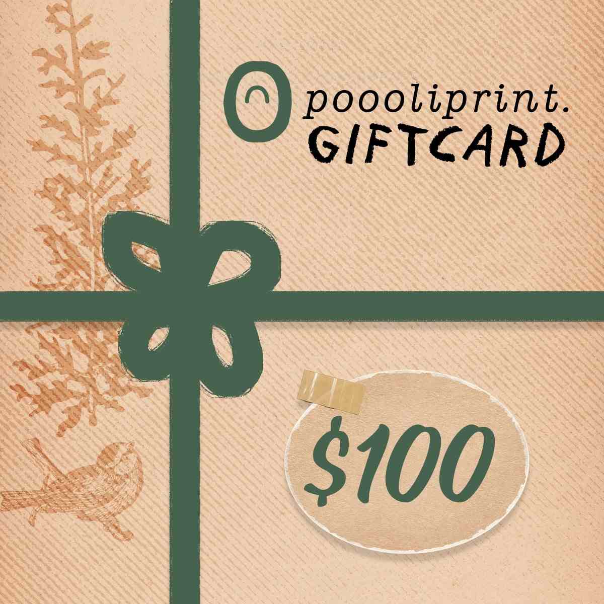poooliprint $100 gift card