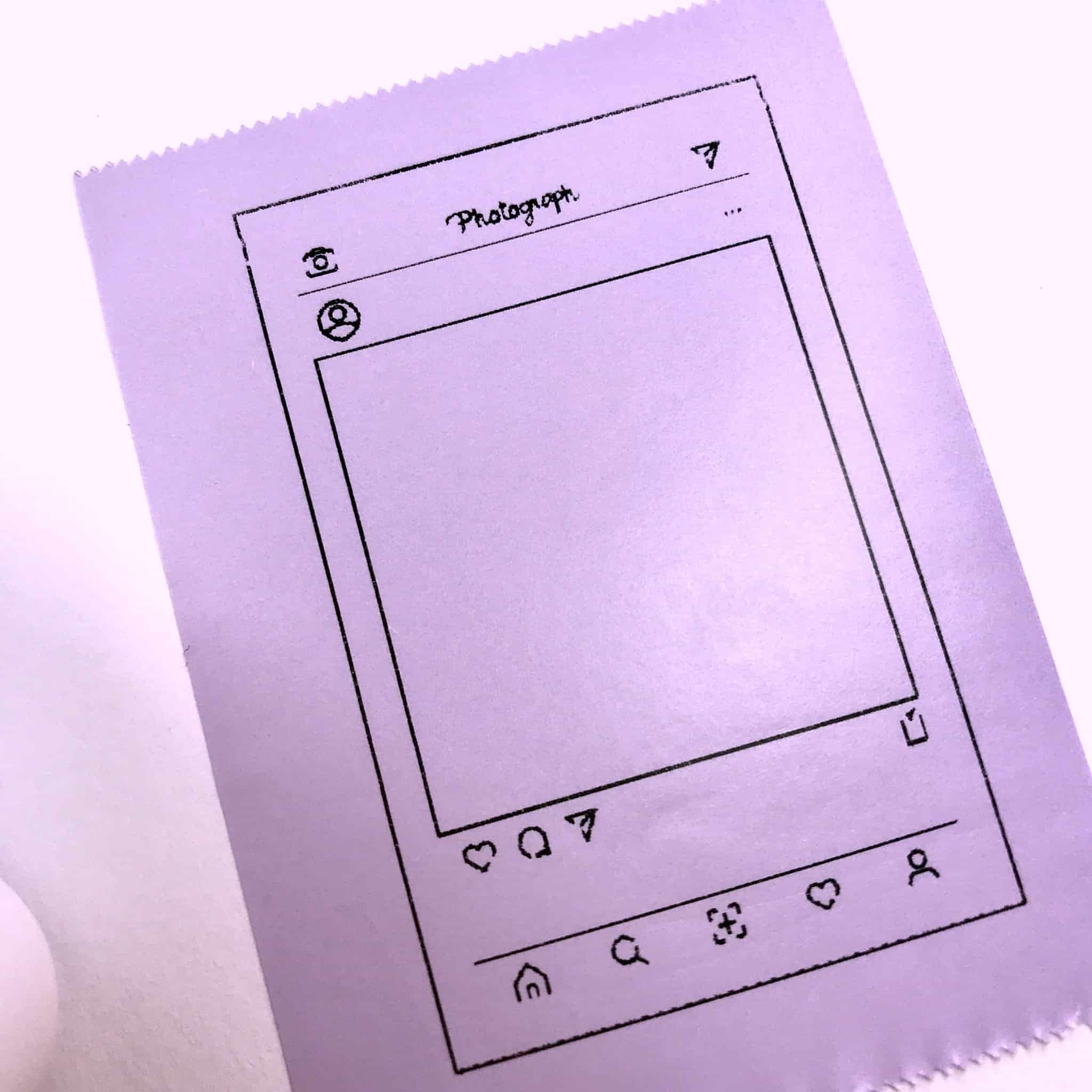 sticky colored thermal paper purple with black prints